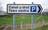 Welsh Road Sign Directing Toward Town Editorial Stock Photo - Stock ...