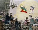 Coloured historical artwork of magic lantern show - Stock Image - V400 ...