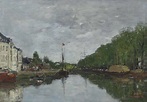 Eugène Boudin (1824-1898) , Bruxelles. Le canal de l'allée verte ...