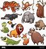 Vector illustration of Cartoon Wild Animals Character Set Stock Vector ...
