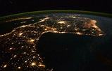 Galicia de noite, vista desde a Espación Espacial Internacional