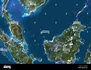 Malaysia, Asia, True Colour Satellite Image With Border. Satellite view ...