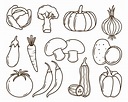 conjunto de dibujos animados de vegetales dibujados a mano para ...