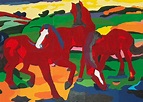 Rote Pferde von Franz Marc: Kunstdruck in Museumsqualität
