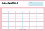 Free printable blank class schedule template. Ideal for students who ...