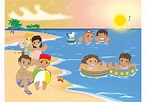Niños en la playa - Descargue arte, gráficos e imágenes vectoriales de ...
