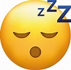 Sleeping emoji. Snoring emoticon, Zzz yellow face with closed eyes ...