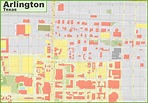 Arlington (Texas) downtown map - Ontheworldmap.com