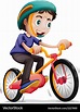 A young boy riding bicycle Royalty Free Vector Image