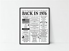 1976 Back in 1976 black and white Poster Birthday 1976 Facts | Etsy