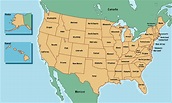 Carte des États-Unis d'Amérique avec les noms des États 1858771 Art ...