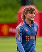 Isak Hansen-Aaroen pictured training with Manchester United first team