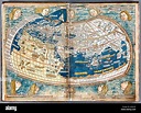 Claude Ptolémée (90-168AD) carte du monde en projection sphérique vers ...