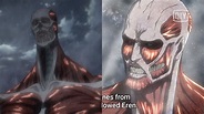 An anime comparison of Armin and Berthdoldt's Colossal Titan : titanfolk