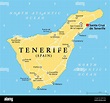 Tenerife island, political map, with capital Santa Cruz de Tenerife ...