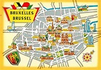 Bruxelles Bruessel Ausschnitt Stadtplan mit Sehenswuerdigkeiten Wappen ...