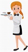 Premium Vector | Young female waitress cartoon character on white ...