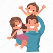 Cartoon Young Father Playing Kids Isolated White Background Happy ...