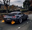 Flaming Nissan GTR 35 on road : Autos
