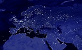 European Continent Electrical Lights Map at Night. European City Lights ...