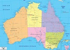 Map of Australia regions: political and state map of Australia