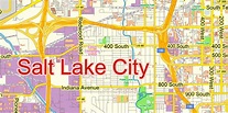 Salt Lake City Utah US PDF Map Vector Exact City Plan Low Detailed ...