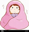 Mujer tiene una fiebre escalofríos bajo una manta cartoon Imagen Vector ...