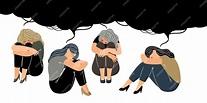 Mujeres infelices en desesperación. dibujos animados de señoras tristes ...