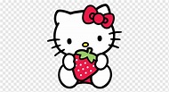 Hello Kitty holding strawberry, Hello Kitty Paper Sticker Decal, hello ...