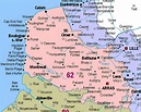 Carte des principales communes du Pas-de-Calais