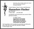 Traueranzeigen von Hannelore Fischer | www.trauerundgedenken.de