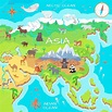 Asia Mainland Cartoon Map with Fauna Species — Stock Vector © robuart ...
