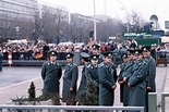 Police cadets of the East German Volkspolizei await the official ...