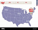Mapa del Distrito de Columbia en USA. Bandera y mapa del Distrito de ...
