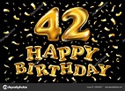 42 Years Anniversary with gold stylized number and confetti. Applicable ...