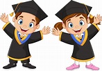 niños felices de dibujos animados en trajes de graduación 8916649 ...
