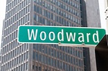 Street Sign For Woodward Avenue, A Main Thoroughfare In The City Of ...
