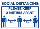Social Distancing - Please keep 2 metres apart - Stocksigns