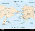 Mapa de vectores del estrecho de Bering, entre Rusia y Alaska Imagen ...