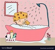 Doodle hand drawn happy girl take shower in Vector Image