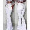 BIBSS Buttoned Bell-Bottom High Waist Pants Women Solid Slim Fit White ...