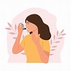 la mujer usa un inhalador de asma contra el ataque. día mundial del ...