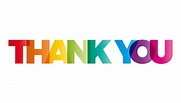 The word Thank you. Vector banner with the text colored rainbow ...
