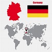 Mapa De Alemanha Em Um Mapa Do Mundo Com O Ponteiro Da Bandeira E Do ...