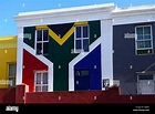 House painted in the colours of the South African flag, Bo Kaap, Cape ...