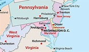 Mapa de Maryland - EUA Destinos