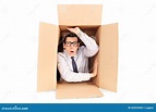 Young Businessman Trapped in a Box Stock Photo - Image of caucasian ...