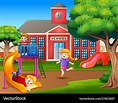 Cartoon kids playing on school playground Vector Image
