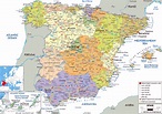 Grande mapa político y administrativo de España con carreteras ...