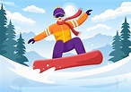 Snowboarding with People Sliding and Jumping on Snowy Mountain Side or ...